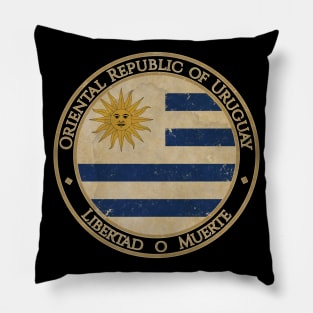 Vintage Oriental Republic of Uruguay USA South America United States Flag Pillow