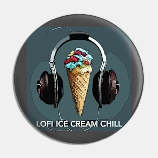 Lofi Ice Cream Chill logo (gray background) Pin