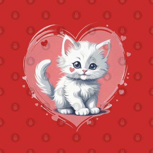 Cute kitten with heart by AnnArtshock