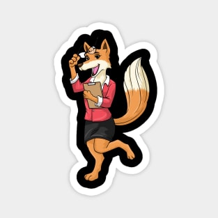 Beautiful fox as a secretary with glasses & notebook Magnet