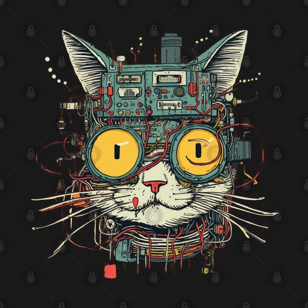 Futuristic Cyber Cat  Funny Kitty by FrogandFog