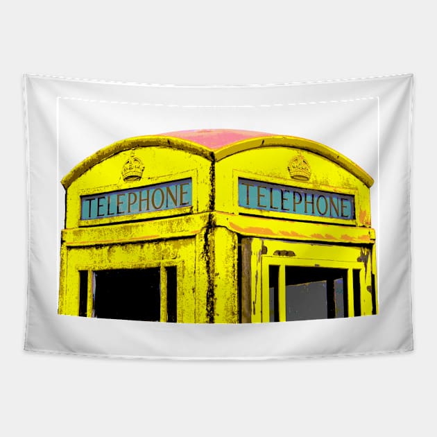 Yellow Phone Box Tapestry by Jane Braat