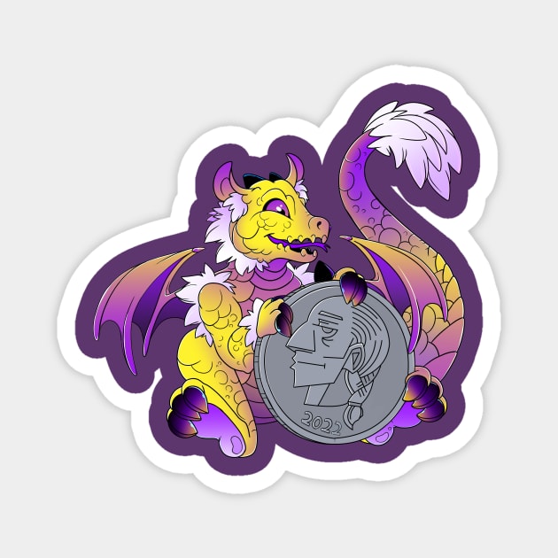 Nonbinary Pride Pocket Dragon Magnet by TheMightyQ