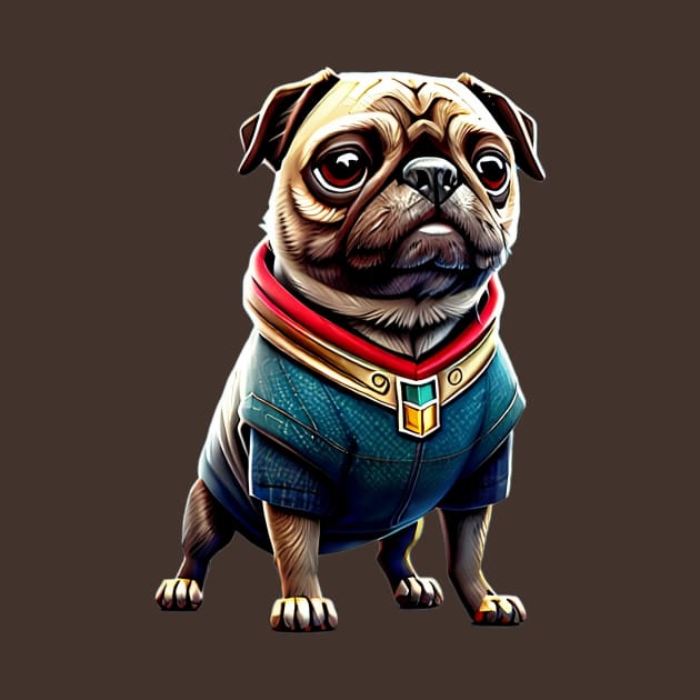 Pug in Mystic Wizard Costume - Cute Pug Dressed as a Sorcerer by fur-niche