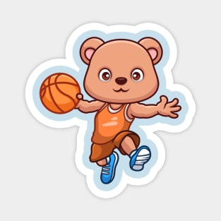 Basketball Bear Cute Cartoon Magnet