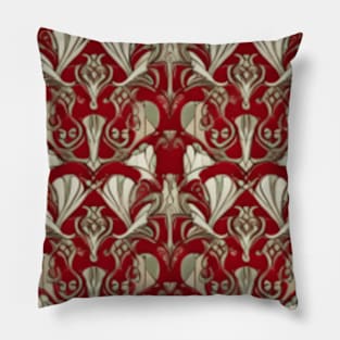 Red and Gold Pattern Pillow