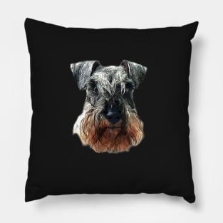 Mini Schnauzer Cute Salt and Pepper Face Pillow