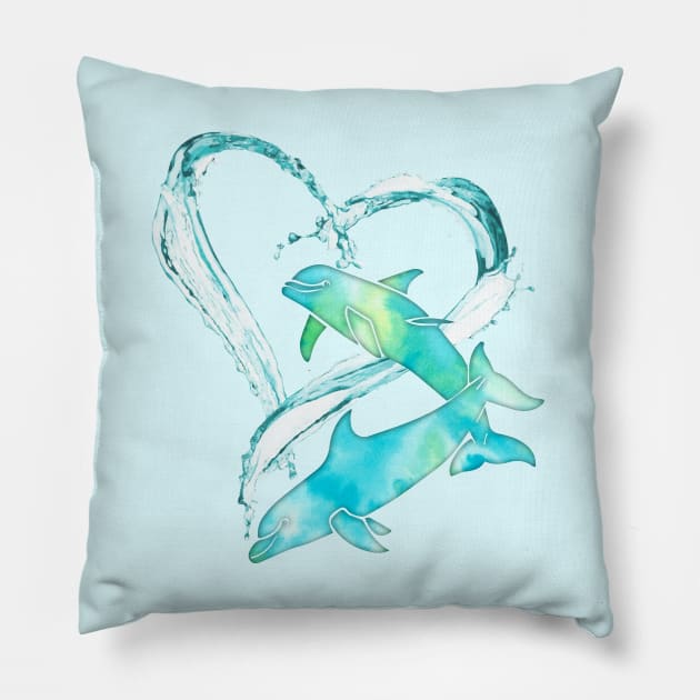 I Love Dolphins Pillow by ferinefire