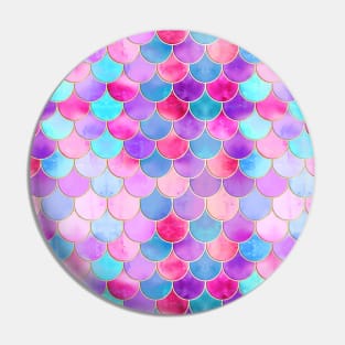 Aqua, Pink Purple & Gold Mermaid Scale Pattern Pin