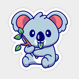 Cute Koala Eating Leaf Magnet