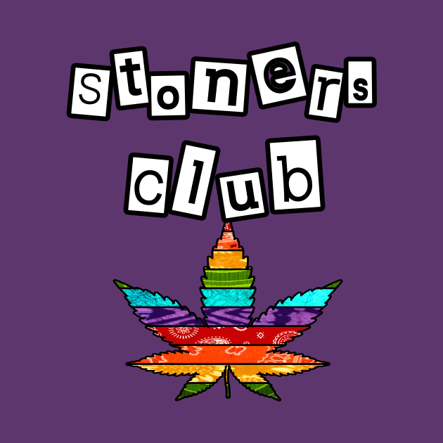 Stoners Club Rainbow Striped Marijuana Leaf by artbyomega