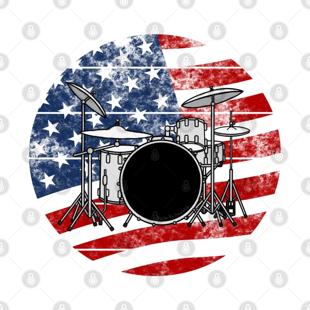 Drum Kit USA Flag Drummer Musician 4th July by doodlerob