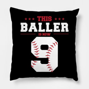 This Baller Is Now 9 Birthday Baseball Theme Bday Party Pillow