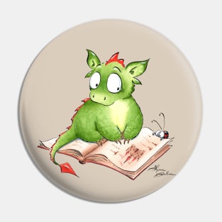 Dragon book lover Pin