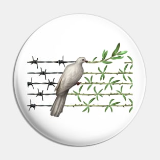 Dove With Olive Branch and Barbed Wire Pin