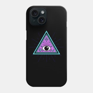 All Seeing eye - light blue with purple Phone Case