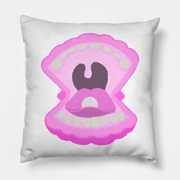 Screaming Clam Mouth Pillow by kaileyryan