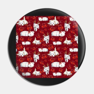 Christmas westies red pattern Pin