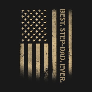 Best Step-dad Ever American USA Grunge Flag Father's Day T-Shirt