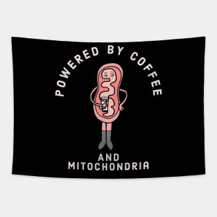 Powered by coffee standing mitochondria Tapestry