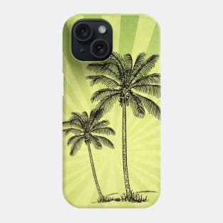 Vintage palm trees on lemon green Phone Case