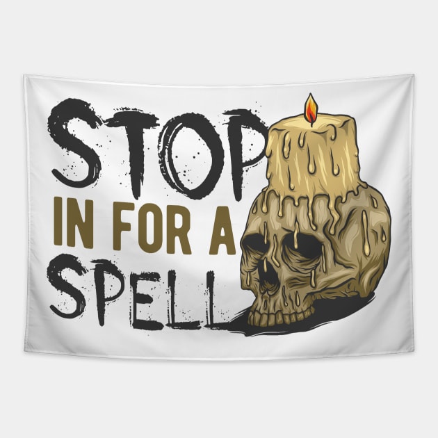 candle skull stop it for a spell Tapestry by Mako Design 