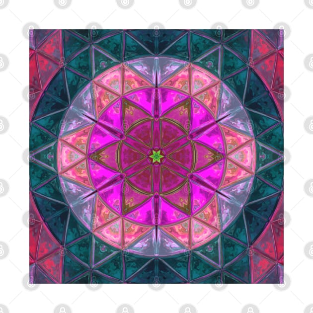 Glass Tile Kaleidoscope Pink and Blue by WormholeOrbital