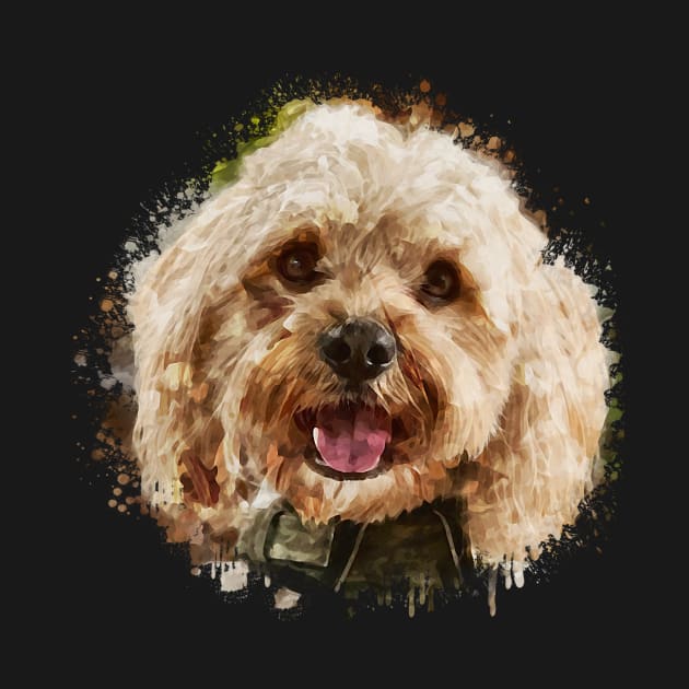 Cavapoo watercolor by Ginstore