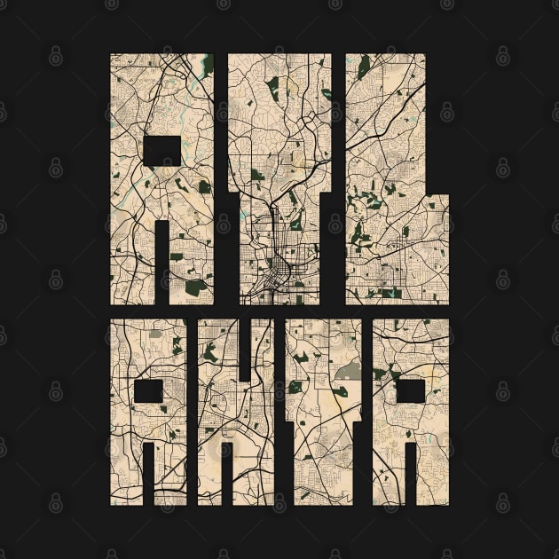 Atlanta, Georgia, USA City Map Typography - Vintage by deMAP Studio