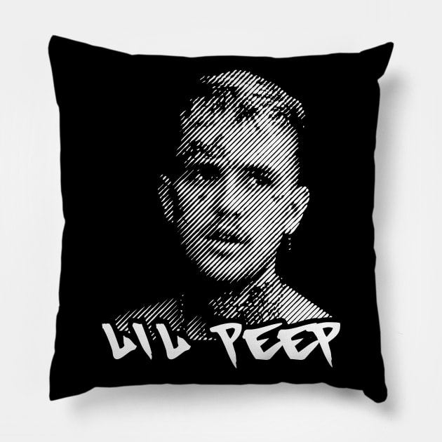 Lil Peep in halftone style Pillow by Aldyz