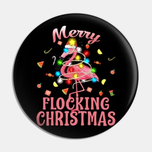 Merry Flocking Christmas Santa Flamingo Xmas Pin