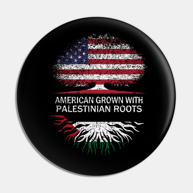 American Grown with Palestinian Roots USA Flag Pin by silvercoin