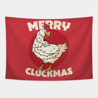 Merry Cluckmas // Funny Christmas Chicken Tapestry