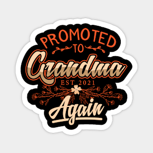 Promoted To Again Grandma Second Baby Reveal Granma design Magnet