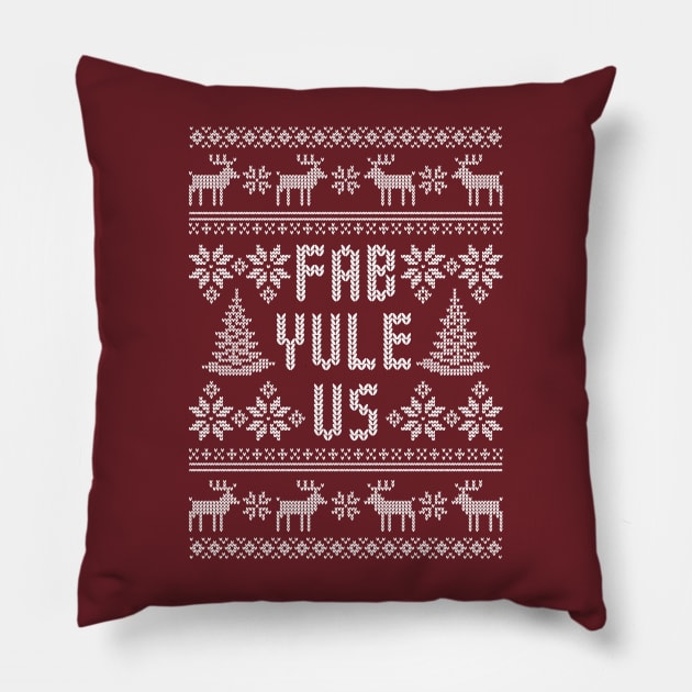 Fab Yule Us - Funny Yule Log Ugly Christmas Sweater Pillow by TwistedCharm