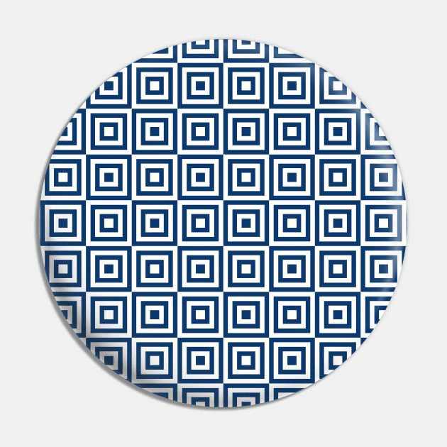 Navy Blue White Geometric Squares Pattern Pin by dreamingmind