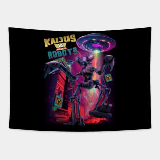 Kaijus vs Alien Robots from outer space Tapestry