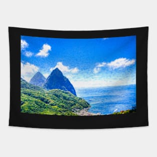 View of the famous Piton mountains in St Lucia, Eastern Caribbean Tapestry