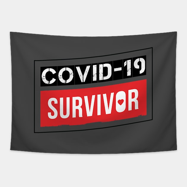 Coronavirus Covid-19 Survivor Black / Red Design Tapestry by Optimix