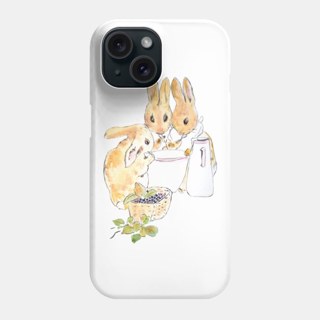 3 cute rabbits drinking soup Peter Rabbit Phone Case by colorandcolor