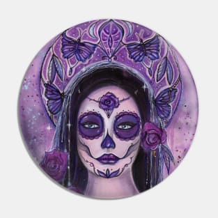 Butterfly day of the dead art by Renee Lavoie Pin