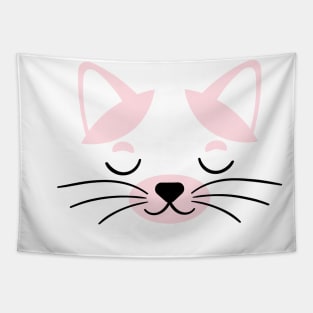 Cute Pink and white Cat face Tapestry