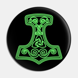 Thor hammer - Mjöllnir - green neon Pin