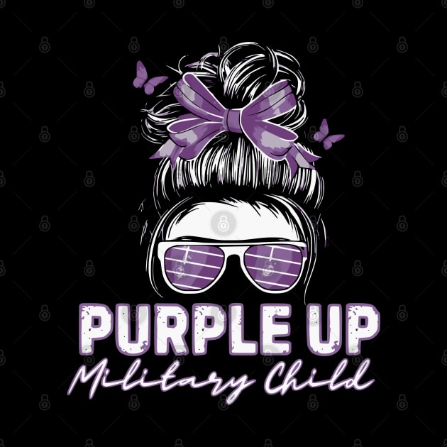 Purple up for military kids Messy bun Military child Month by Shopinno Shirts