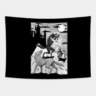 Luthien and Huan battle Sauron Tapestry