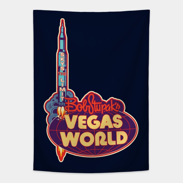 Vintage Vegas World Hotel and Casino Sign Las Vegas Tapestry by StudioPM71