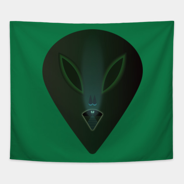 Green Alien Head With Other Universe In Mouth Green Alien Head Tapisserie Teepublic Fr
