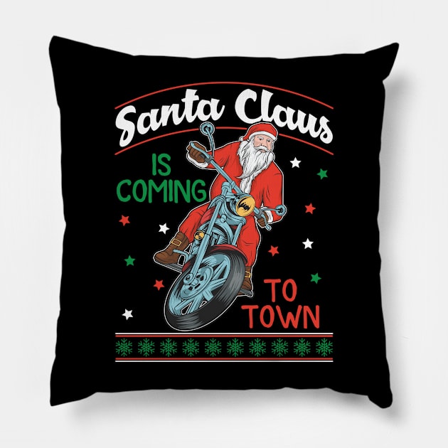 Festive Holiday Santa claus is coming to town Pillow by animericans