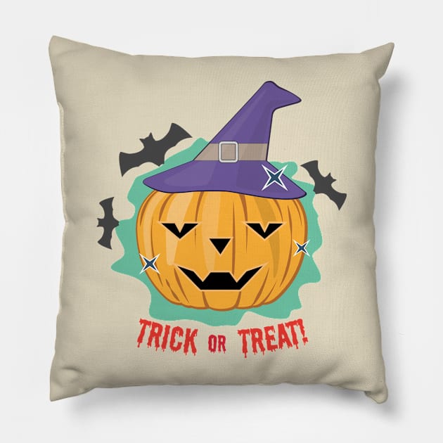 Spooky Halloween Pumpkin - Trick or Treat Pillow by DesignWood Atelier