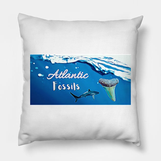 Shark Underwater with Shark Tooth Pillow by AtlanticFossils
